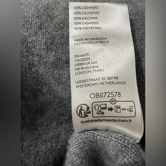 Pilcro Alani 100% Cashmere Mock-Neck Sweater Grey Medium - Picture 8 of 12